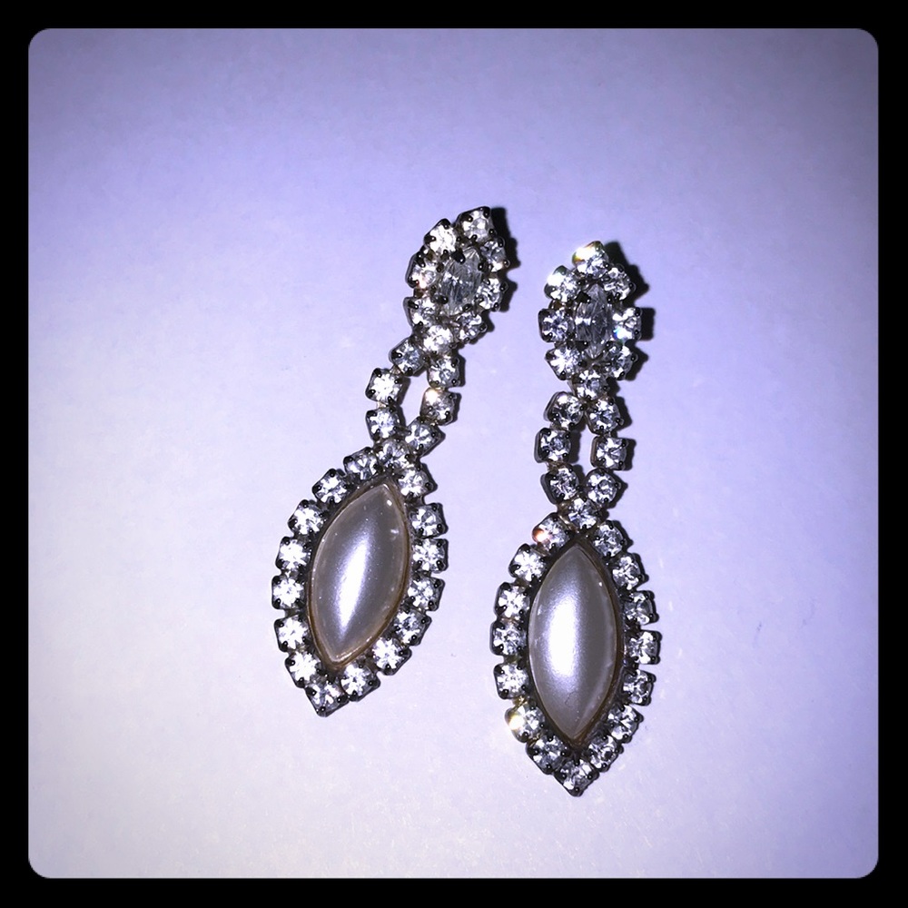 Silver diamond prom earrings